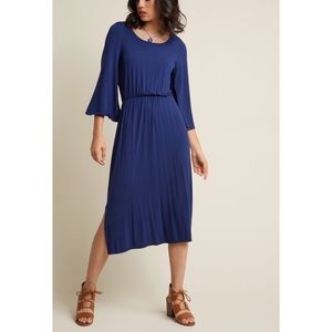 Everly Cobalt Blue Jersey Midi Dress Size L NWOT